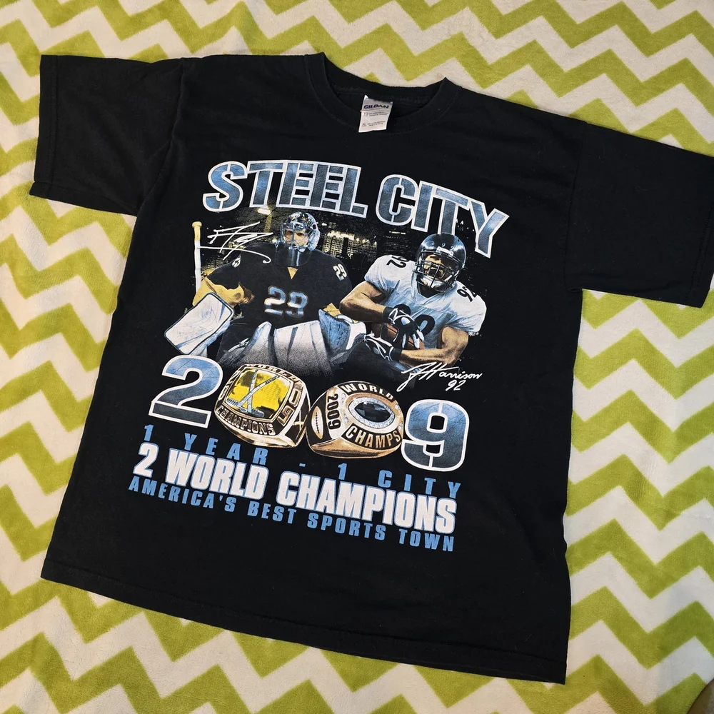 Gildan Black Pittsburgh Steel City Kids Tee Size Youth XL